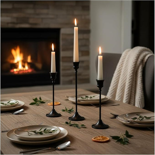 Candle Holder, Modern Minimalist Black Metal Candlestick Holders, Set of 3 Tall - Elegant Taper Candle Holders for Table Centerpiece, Wedding, Dinner Party Home Decor