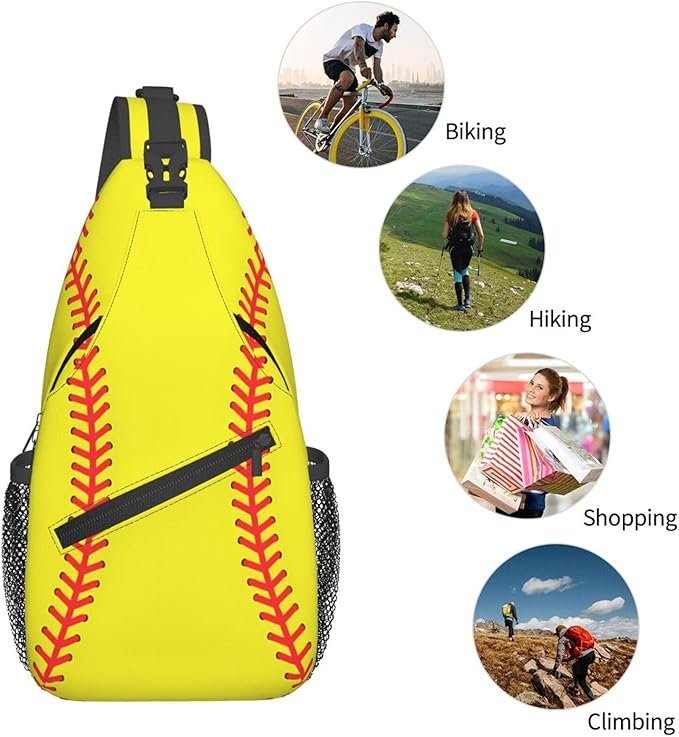 QFXUYNG Softball Ball Adult Sling Bag Unisex Chest Bags Crossbody Backpack Casual Daypacks Shoulder Bag for Women Men Cycling Hiking Travel