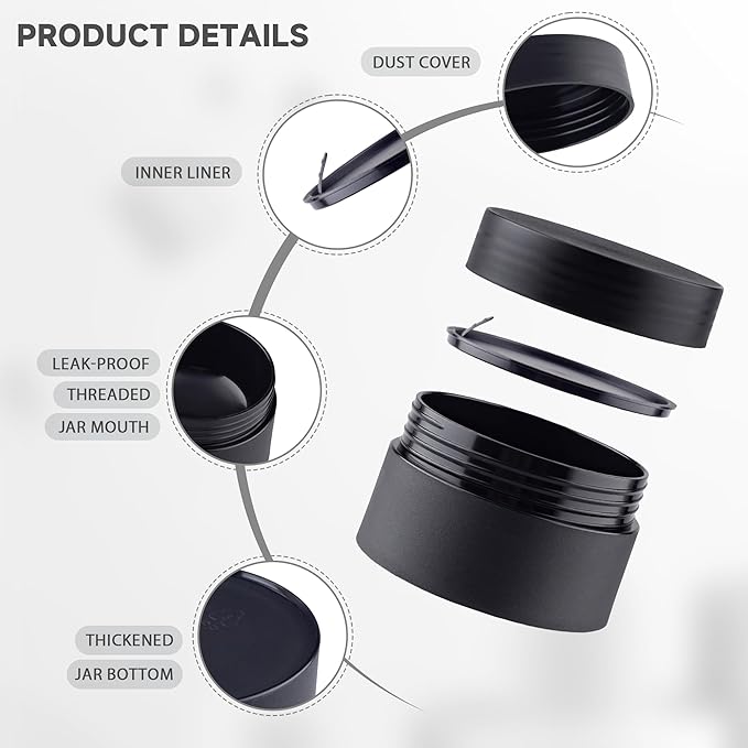 Plastic Jars Containers 4 Pack, 50g Travel Size Container Jars with Lids, Ideal for Makeup Cosmetics Lip Balm Salve Sample Cream and Beauty Lotion