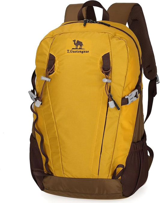 30L Small Waterproof Hiking Backpack with Chest Strap for Men Women, Lightweight Climbing Daypack, Yellow