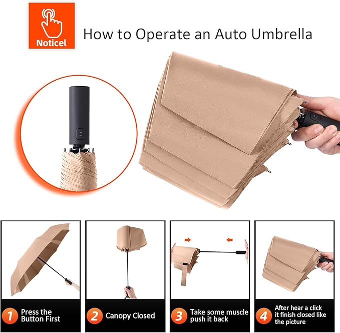 BAODINI Windproof Umbrella for Rain Folds Easily Automatic Open Close 46 inch Compact Travel Portable Umbrella for Men and Women