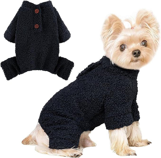 Dog Sweaters for Small Dogs Winter Dog Pajamas Sized Dogs Boy Girl Fleece Pet Clothes Puppy Outfit 4 Legs Jumpsuits for Chihuahua Yorkie Cat Apparel (Blue, X-Small)