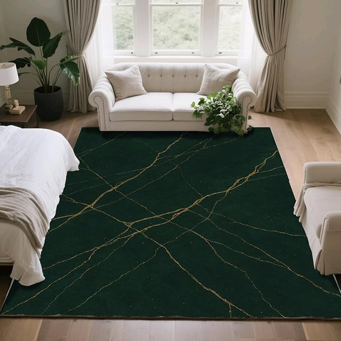 Luxury Marble Rugs - 7x10 Area Rug, Abstract Marble Area Rugs, Modern Art Living Room Rug, Washable & Non Slip Large Rug Home Decor
