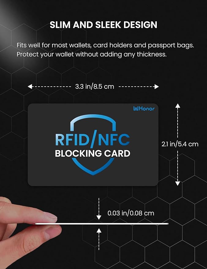 WHonor RFID Blocking Card, Bank Debit Credit Card Protector, Anti-Theft Contactless NFC Blocker, Entire Wallet Protection (1)