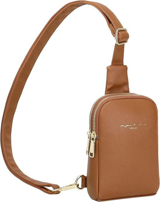 INICAT Travel Small Crossbody Sling Bags Women Cross Body Purses Passport Holder Vegan Leather Fanny Packs Birthday Gifts