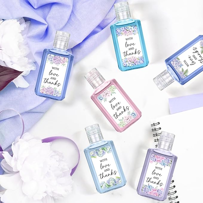 50 Pcs Hygrangea Mini Hand Sanitizer Bulk Thank You Gift Favors Small Hand Sanitizer for Guest 1fl oz Travel Size Hand Soap Gift for Wedding and Baby Shower Supplies