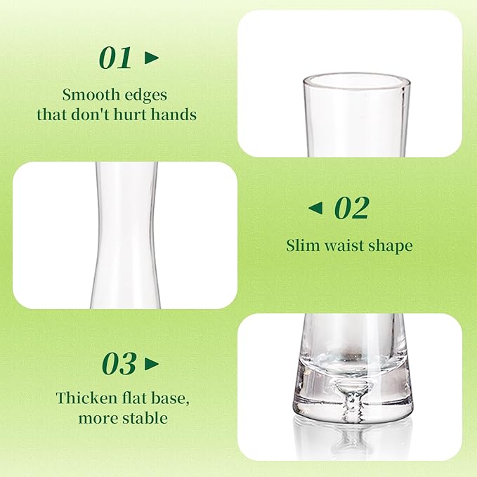 Hewory Glass Bud Vases for Centerpieces Set of 18, Handmade Modern Clear Small Skinny Decorative Single Flower Vase, Minimalist Slim Floral Vase for Home Wedding Party Events Table Decor, 9.64"