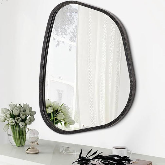 Irregular Asymmetrical Mirror Wall Mounted, Unique Vanity Mirror, Shaped Dressing Mirror Decorative for Living Room, Bathroom, Bedroom, Entryway Wall Decor 20"x16"
