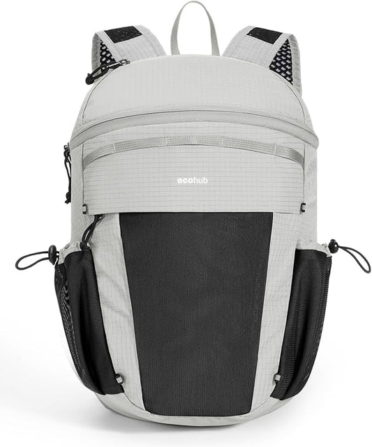 ECOHUB 15L Lightweight Casual Daypack, Packable Backpack for Daily Use, Hiking & Travel, Foldable Small Backpack with Stretch Mesh Pockets, Water-Resistant Nylon, Reflective Design