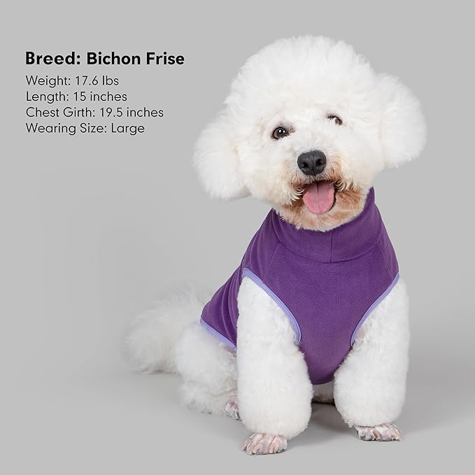cyeollo Dog Sweaters for Small Dogs, Turtleneck Fleece Dog Sweater Stretchy Pullover Dogs Jacket Vest Lightweight Soft Warm Winter Pet Clothes, Purple M