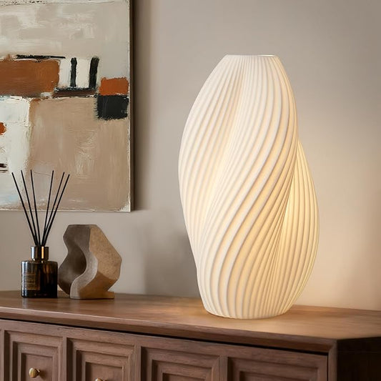 RONDURE 11.9" Modern Ceramic Table Lamp, Fully Dimmable Modern Bedside Lamps for Bedroom, Living Room and Nightstand, White Translucent Ceramic Shade, Warm Ambient Lighting, Corded, Bulb Included