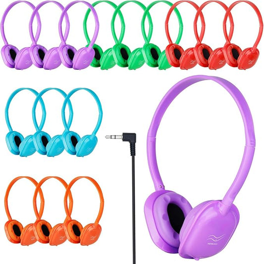Classroom Headphones Bulk 15 Pack for School Kids,Wholesale Earphones Class Set of Headphones for Students Children Teens Multi Color