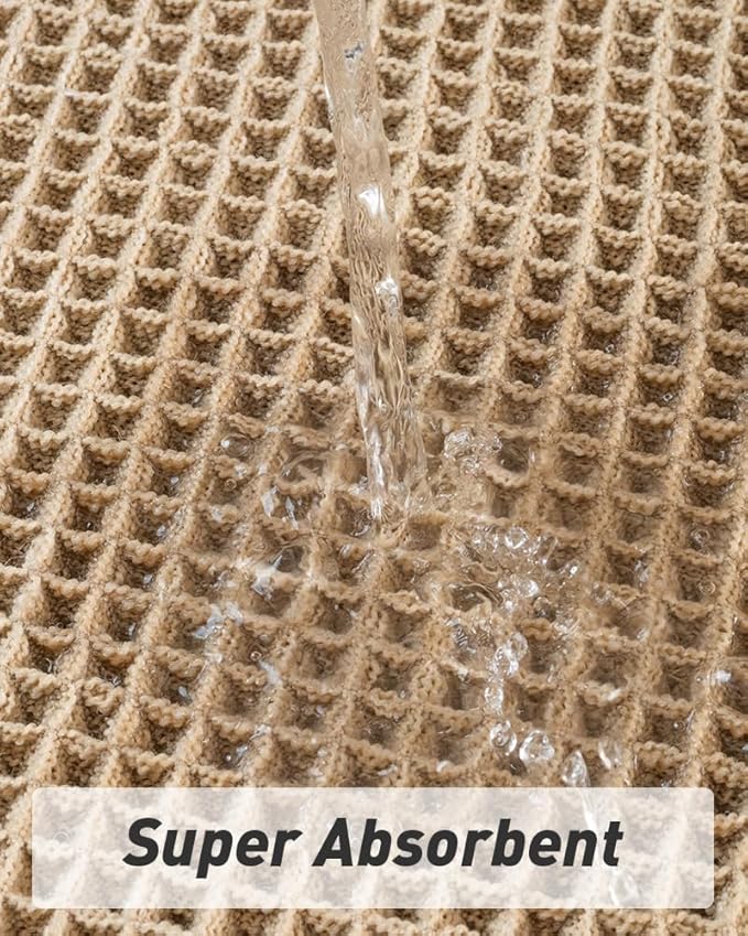 Upgraded Waffle Bath Mat Set of 2, Super Absorbent Non Slip Bath Mats for Bathroom Floor, Machine Washable Boho Bathroom Rugs Set 2 Piece with Tassels, Soft Bathroom Mat Set, 17" x 24" +18" x 30"