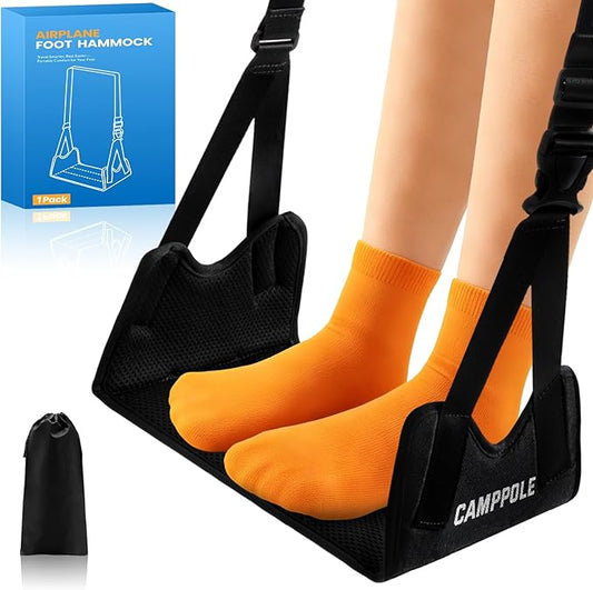 No-Collapse Airplane Foot Hammock, Foot Hammock for Plane Travel, Thickened Bamboo Airplane Footrest, Adjustable Footrest for Office Desk, Long Flight