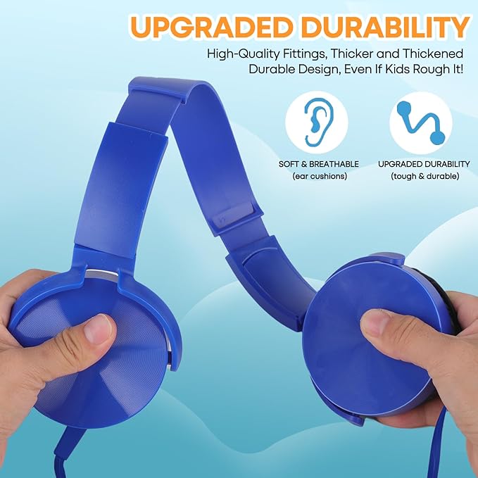 Kids Headphones Bulk 6 Pack for School Classroom Students, Wired Computer Headset Durable Class Set Earphones for Children Toddler Teens Boys Girls and Adult (HY450, 6 Mixed)