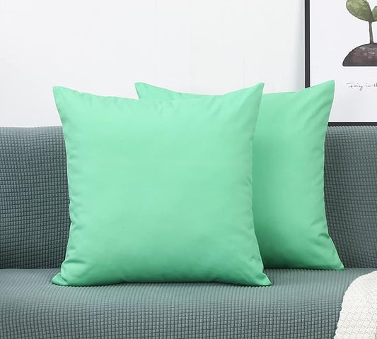 TangDepot Handmade Decorative Solid 100% Cotton Canvas Throw Pillow Covers/Cushion Covers, 45 Colors Available - (18" x18" , Mint Green, 2 Count (Pack of 1))