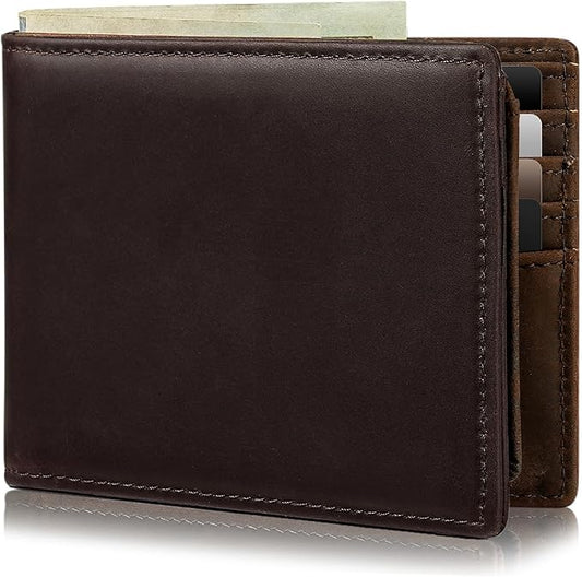 Artpaxy Mens Wallet Bifold Genuine Leather RFID Blocking Wallet for Men with 2 ID Windows 11 Card Holders 2 cash pockets 1 Gift Box
