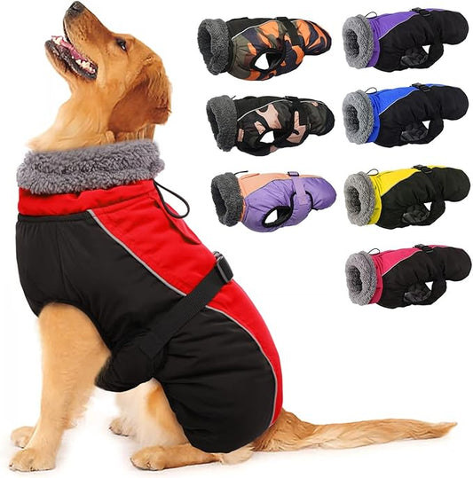 IECOii Extra Warm Dog Coat - Reflective Adjustable Jacket With Buckle Fleece Turtleneck for Cold Weather - Soft Winter Coat for Small Medium Extra Large Dogs