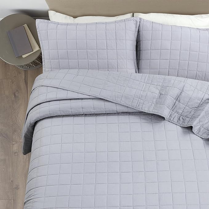 100% Cotton Quilt Sets Queen Size- Soft Lightweight Quilt Bedding Set for Bedroom Decor- Bedspread in Geometric Pattern with 2 Pillow Shams for All Season, 90x98 inches