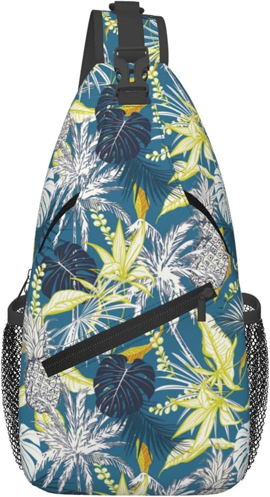 Hawaii Tropical Palm Sling Backpack Crossbody Bag Casual Chest Bags Travel Hiking Daypack Shoulder Bag for Women Men