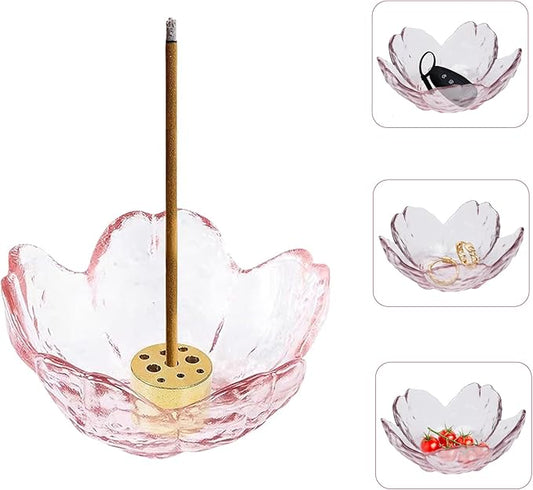 Incense Holder for Sticks,Handmade Ash Catcher Glass Bowl with 9 Holes Incense Holder for Home Décor, Meditation, Yoga,Easily Grab All Incense Ash