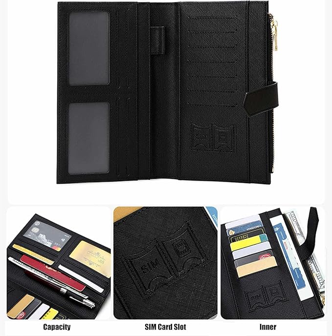 Waterproof Family Passport Organizer with RFID Blocking Genuine Leather Document Holder Card Slots Travel Wallet for Women Men Black (Green)