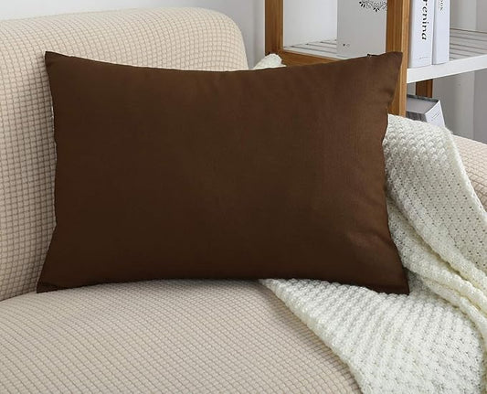 TangDepot Cotton Solid Throw Pillow Covers, 12" x 18" , Coffee, 1 Count (Pack of 1)