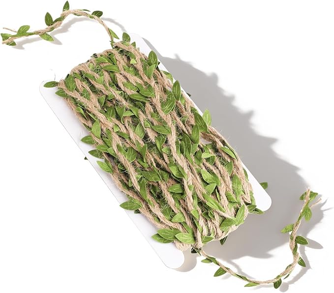 33 FT Artificial Vines Leaves String, Fake Hanging Plants Leaf Ribbon Leaf Vine Trim Foliage Rattan DIY Wreath Foliage Green Leaves for Party Balloon Wedding Garden Home Decoration & DIY Craft