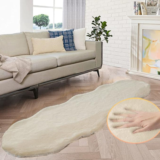 Shag Polyester Bunny Washable Fluffy Rug Runners for Hallways Camel Plush Area Rugs for Living Room Bedroom Sheepskin Rug 2x6 Shaped Nursery Rugs
