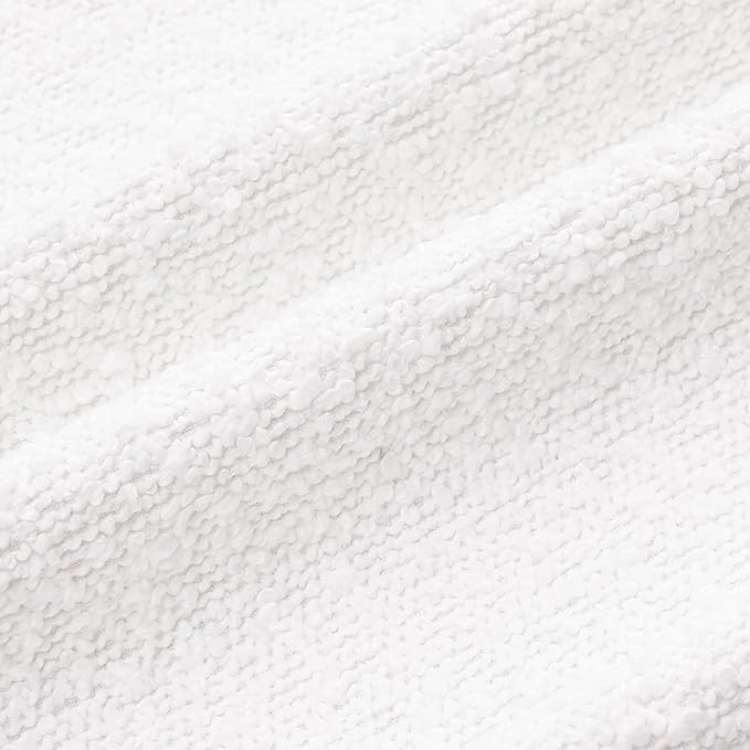 Mixhug Decorative Boucle Throw Pillow Covers, White, 12 x 20 Inches, Pack of 2 - Textured Boho Pillow Covers for Couch and Bed