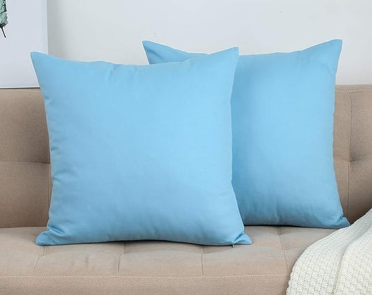 TangDepot Handmade Decorative Solid 100% Cotton Canvas Throw Pillow Covers/Cushion Covers, 45 Colors Available - (20"x20" 2 Pieces, Sky Blue), 2 Count (Pack of 1)