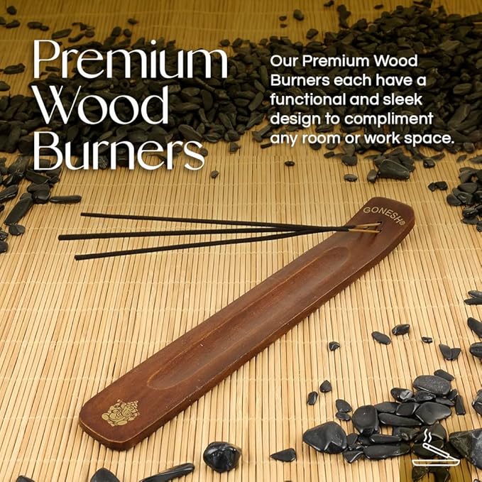 Gonesh - Incense Holder - Modern Home Decor - Wood Incense Burner - Brown - 10” x 1.25”