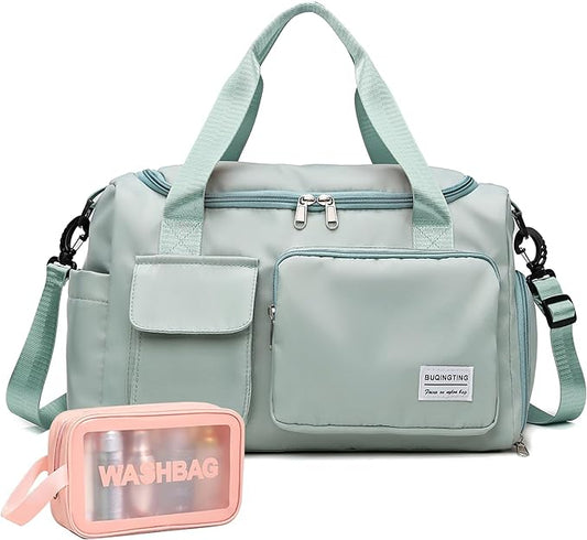 Small Gym Bag for Women, Travel Duffle Bag Carry On Weekender Bag with Shoe Compartment