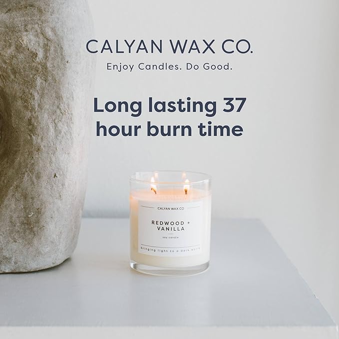 Calyan Wax Co. Evergreen & Eucalyptus 2 Wick Scented Candle - 37 Hour Burn - Luxury Non Toxic Soy Wax Candles - Long Lasting Large Glass Jar Candle for Home - 8.8oz