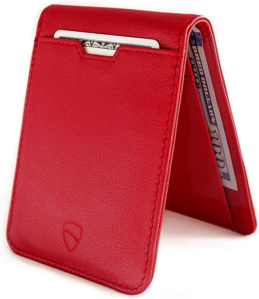 Vaultskin MANHATTAN Slim RFID Blocking Bifold Leather Wallet for Men - Minimalist Front Pocket Card Holder, Holds 9 Cards & Cash, Premium Italian Leather