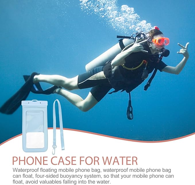 SMASOLO Waterproof Phone Pouch Floating Large Phone Protector Bag for Swimming Diving Spa with Lanyard Gray Blue