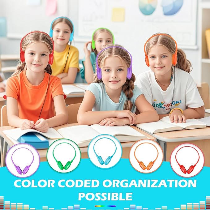 Classroom Headphones Bulk 15 Pack for School Kids,Wholesale Earphones Class Set of Headphones for Students Children Teens Multi Color