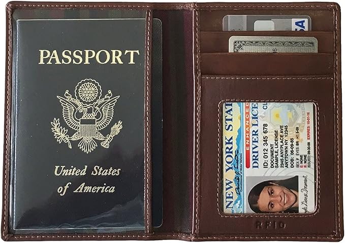 Personalized Monogrammed Toffee Leather RFID Passport Wallet and Luggage Tag
