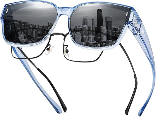 DUCO Fit Over Sunglasses for Men Women Wear Over Glasses Retro Wrap Around Polarized Sun Glasses UV400 Protection DC8981