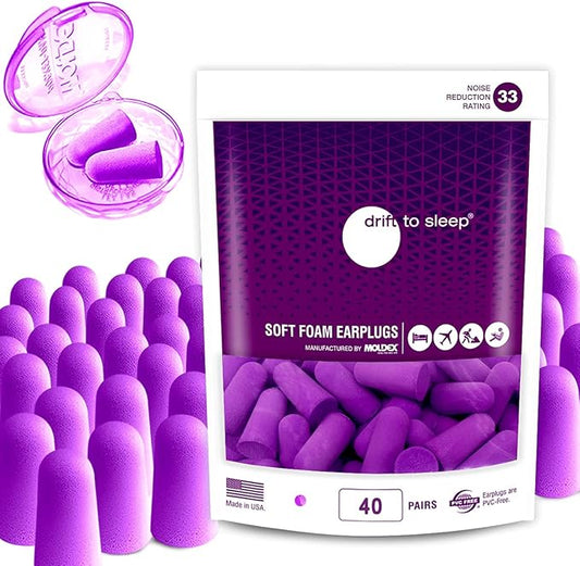 MOLDEX Soft Foam Earplugs Softies® Ear Plugs for Sleeping, Snoring, Work, Travel, Shooting -33dB Highest NRR Made in USA (Purple, 40 Pairs)