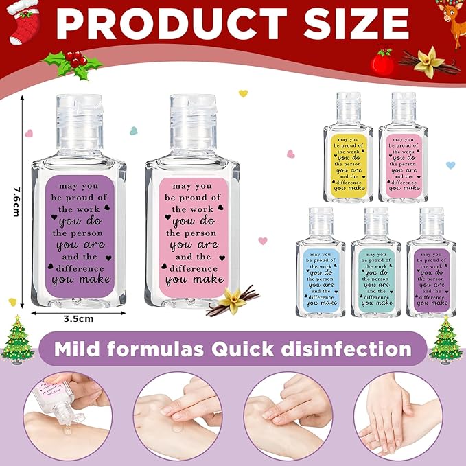 10 Pcs Thank You Gifts for Coworker Mini Hand Sanitize Gel Bulk Scent Hand Sanitizer Travel Size Inspirational Appreciation Gifts for Party Supplies Friends Teacher Employee