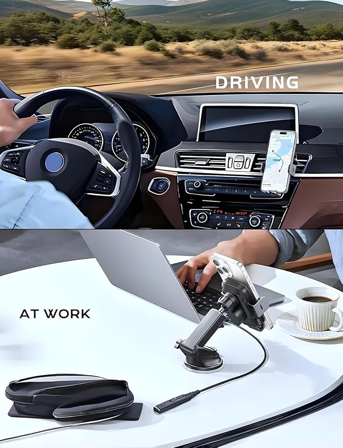 CHGeek Wireless Car Charger, 2026 Upgrade 15W Fast Charging Auto Clamping Car Phone Holder Charger, Phone Holders for car Mount, fit for iPhone 17 16 15 14 13 Mini Pro Max XR,Samsung Galaxy S25 Ultra