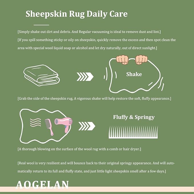 Area Rugs, Genuine New Zealand Sheepskin Rug, Soft Fur Throw Rug (Blue Steel, Double Pelt/2FT*6FT)