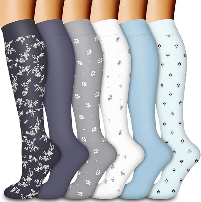 Laite Hebe Compression Socks for Women & Men Circulation(6 pairs)-Graduated Supports Socks for Running, Athletic Sports
