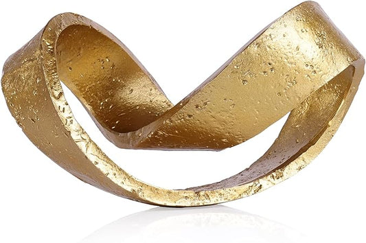 Modern Geometric Sculpture, Gold Knot Home Accent Decor, Multi-Angle Abstract Art Statue for Coffee Table, Bookshelf, Living Room, Office - Resin Artistic Knot Decor for Home and Office