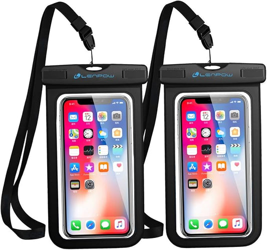Universal Waterproof Phone Case, 2-Pack Ipx8 Waterproof Phone Lanyard Dry Bag for iPhone 17 16 15 14 13 12 11 XS MAX Pro Plus Galaxy S23 S22 Note Google Pixel HTC Moto OnePlus Phones up to 7.5"