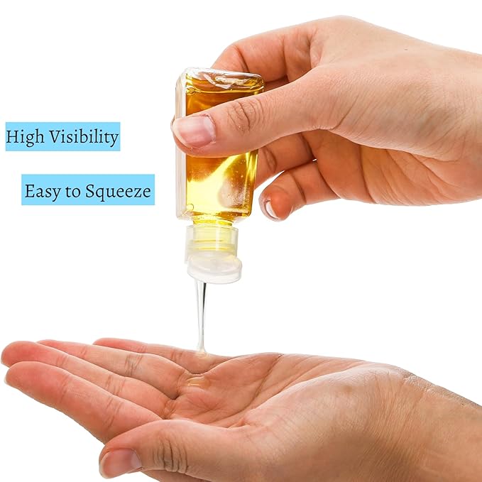 100 Pack 1 OZ Travel Plastic Bottles, Flip Cap Empty Refillable Toiletry Bottle, Mini Clear Hand Sanitizer Bottle, Small Squeeze Sample Container for Shampoo Lotions Liquid Body Soap Cream