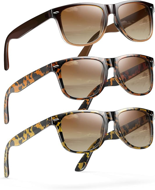 Sunglasses Womens Men Polarized UV400 Protection Trendy Classic Retro Square Mirrored Womens Sunglasses 3 Pack