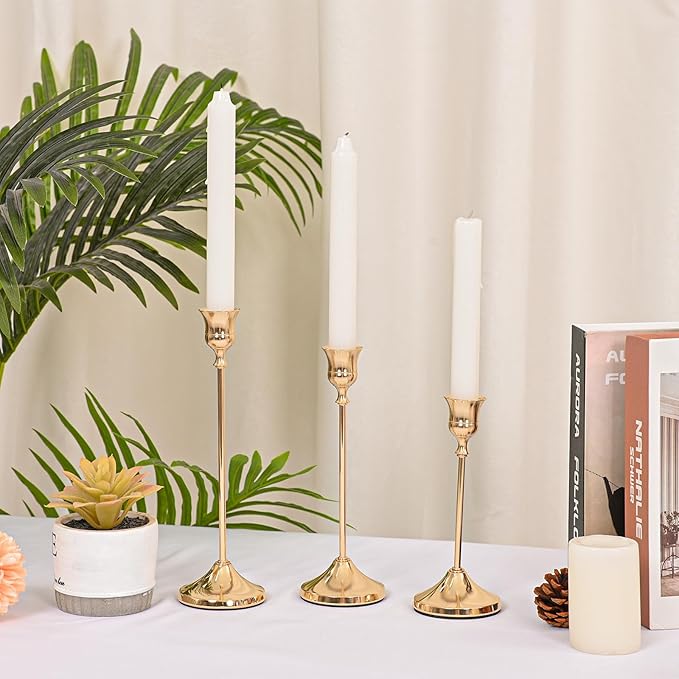 Candlestick Holders 45 PCS, Metal Taper Candle Holder, Gold Candle Holders for Pillar Candles, Vintage Dining Table Centerpiece Decorations for Wedding Party Christmas Halloween Decor
