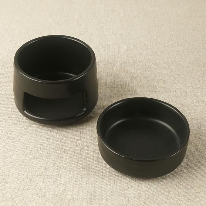 Ceramic Essential Oil Burner Tealight Candle Holder Decorative Aroma Diffuser Separable Dark Green